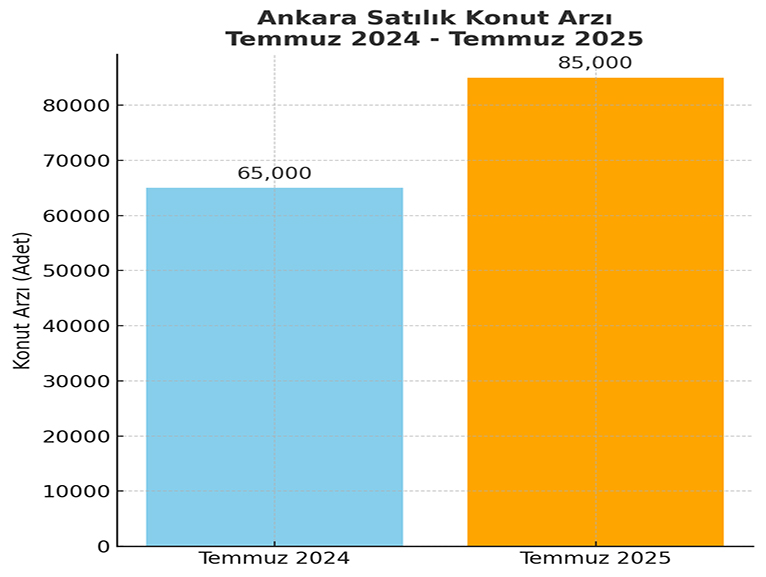 ANKARA'NIN SATILIK KONUT ARZI 85 BNE YKSELD